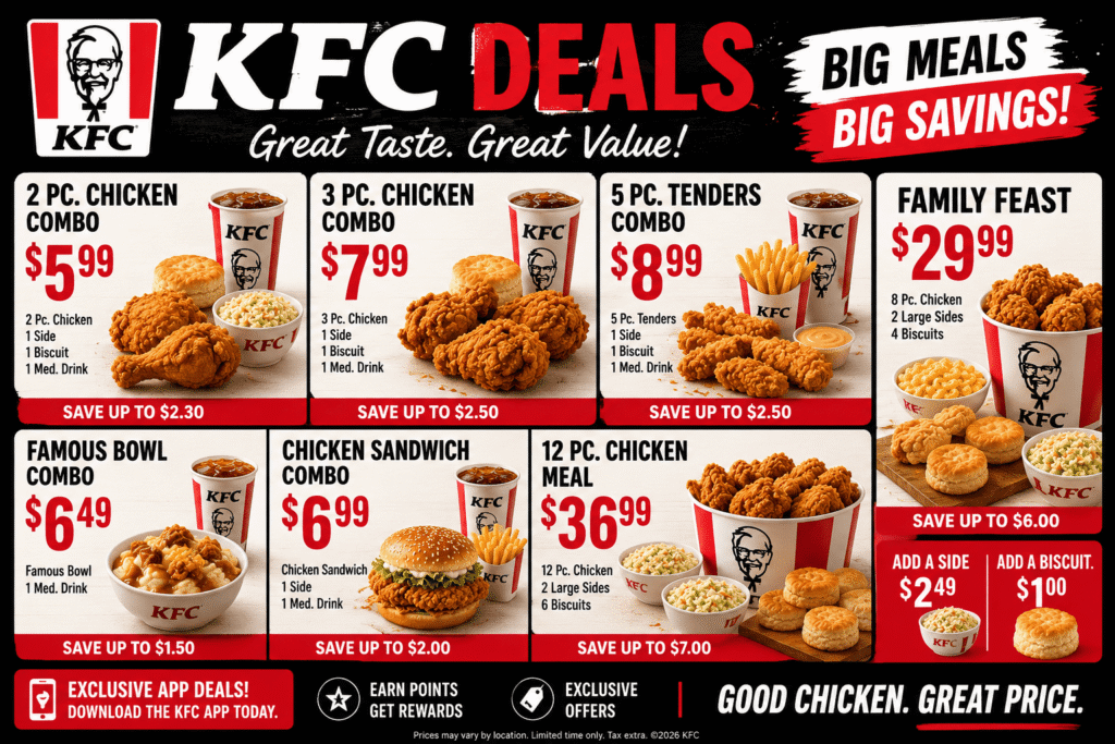 KFC menu prices 2026