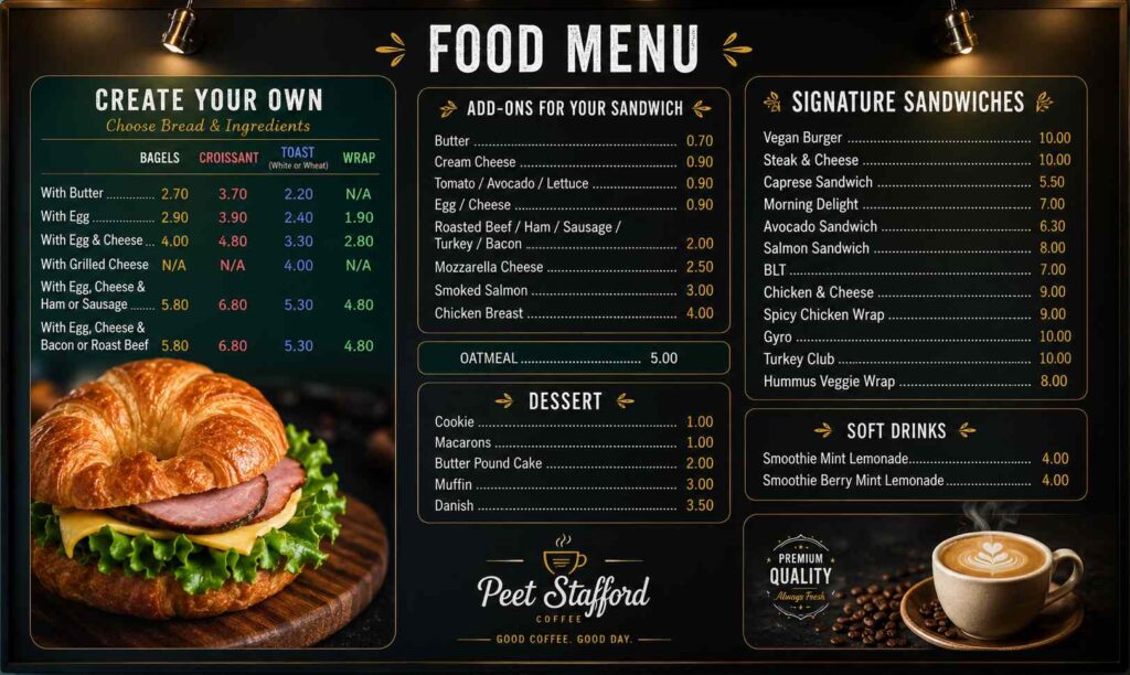 Peet's Coffee Menu