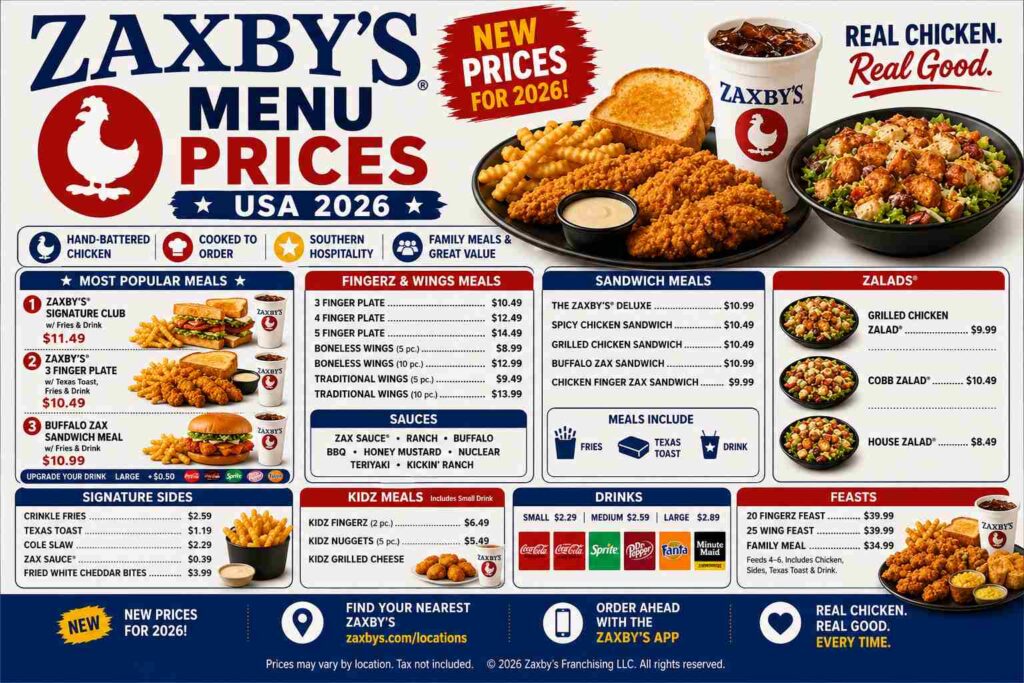 ZAXBY’S CHICKEN MENU & PRICES