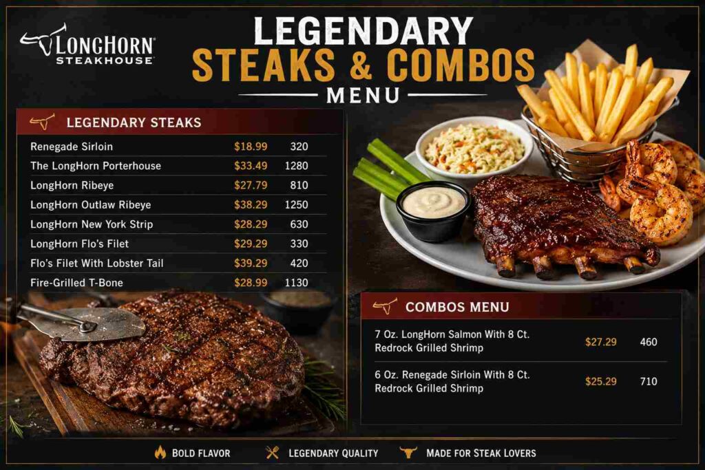 Legendary Steaks & Combos Menu