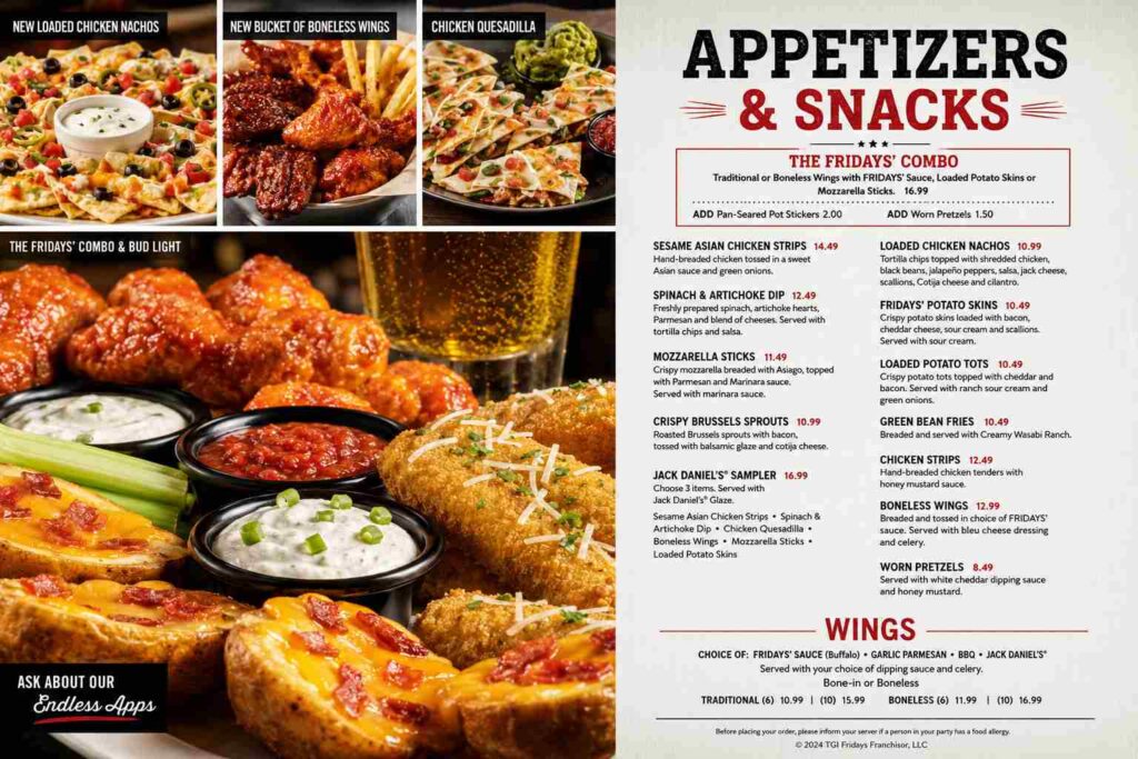 TGI Fridays Menu Prices