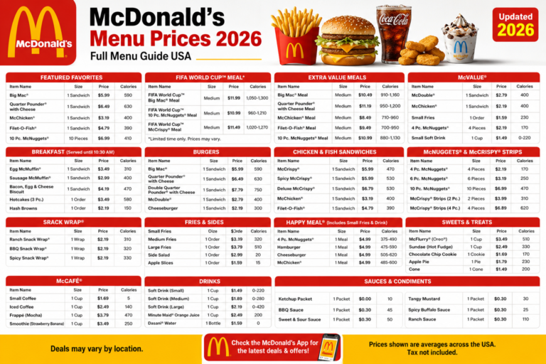 McDonalds Menu