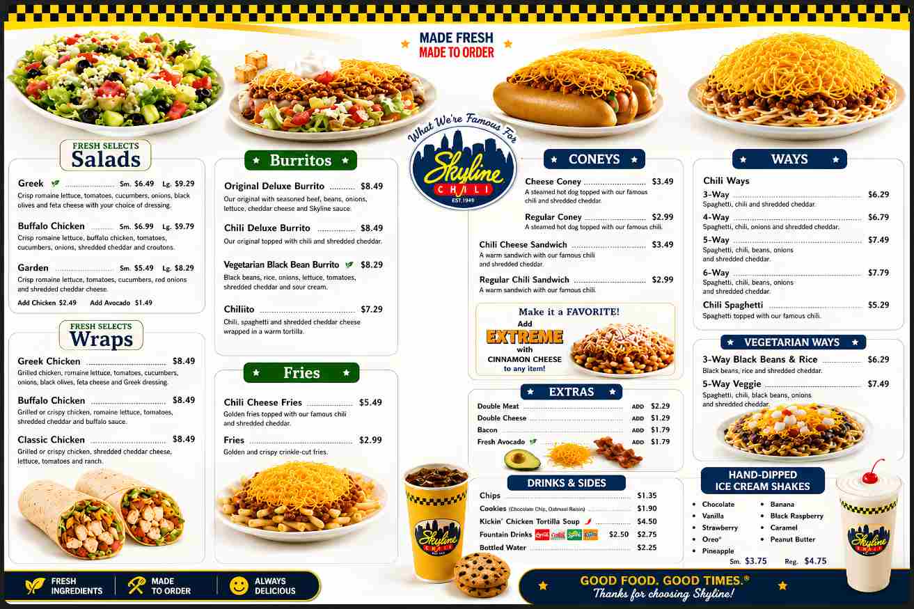 Skyline Chili Menu with Prices