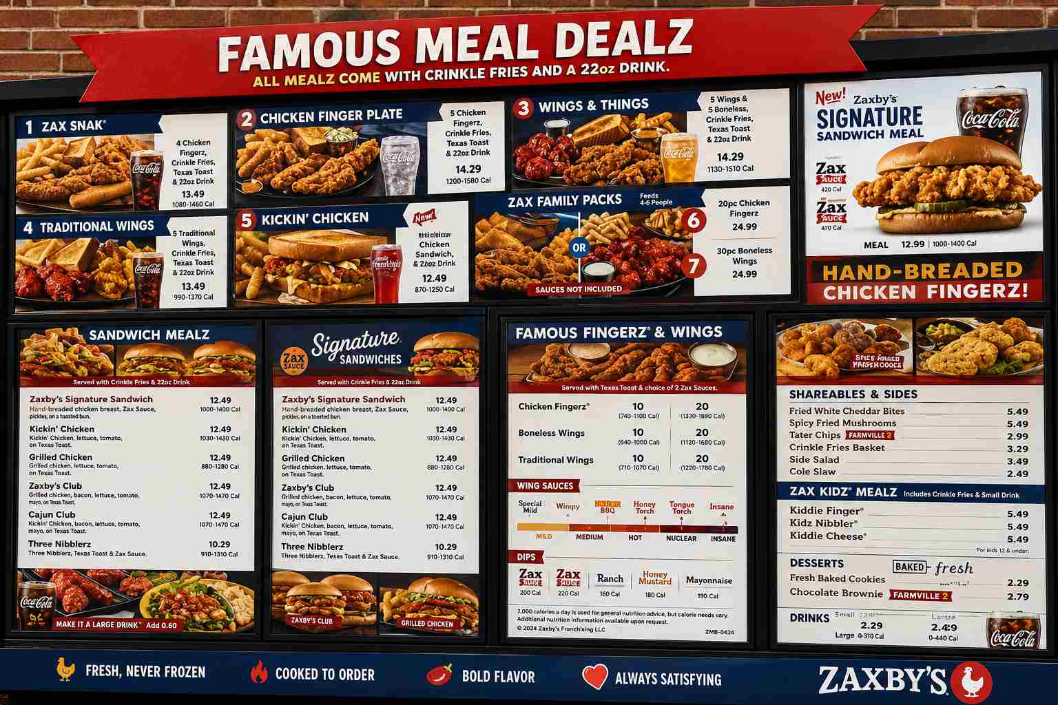 ZAXBY’S COMPLETE MENU GUIDE