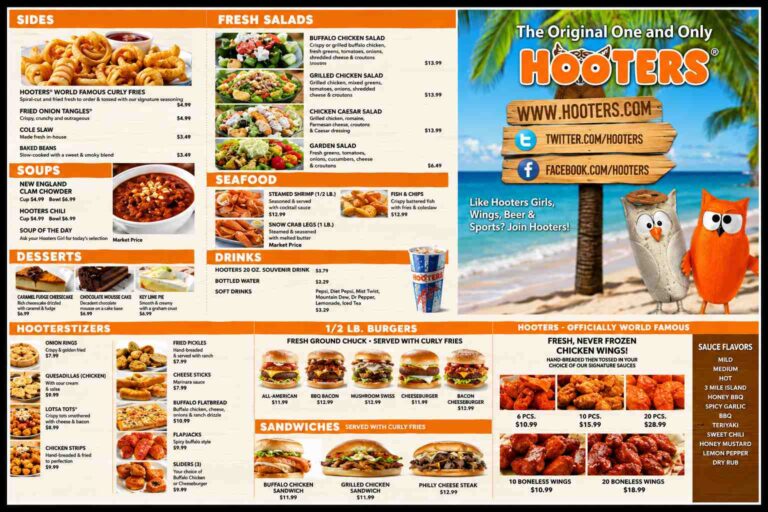 Hooters Menu – Wings, Burgers, Seafood & More