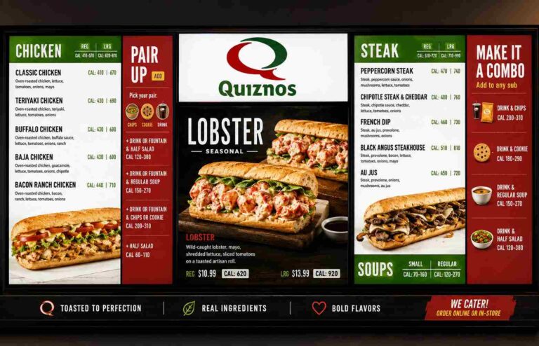 Quiznos Menu Prices USA 2026