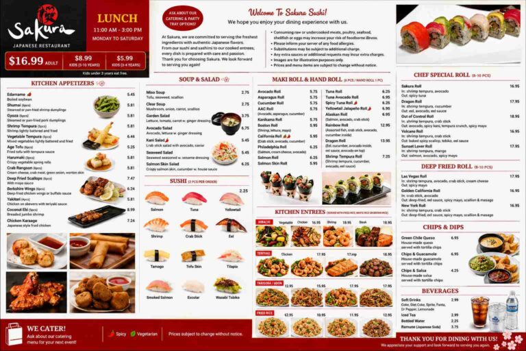 Sakura Japanese Restaurant Menu Prices