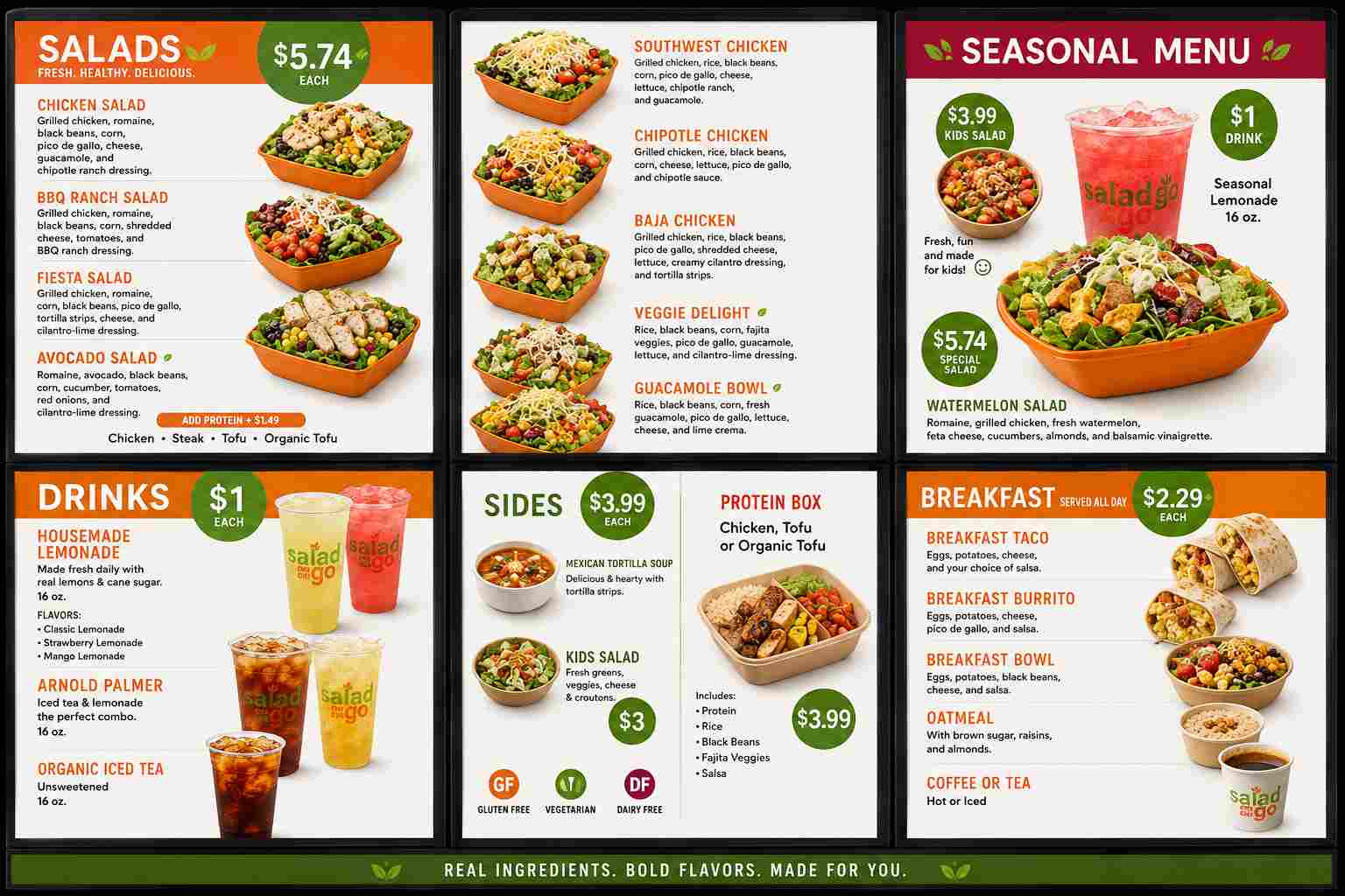Salad and Go Menu Prices 2026
